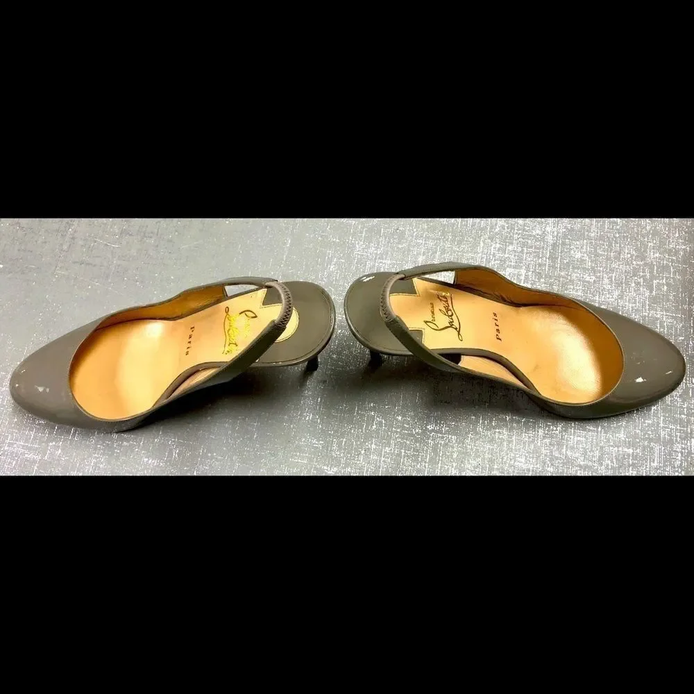 Christian Louboutin Gray Patent Sling Back Heels